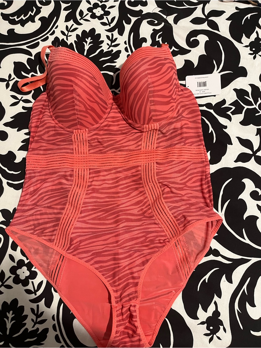 Ladies bodysuit/négligée - Coral Zebra Print